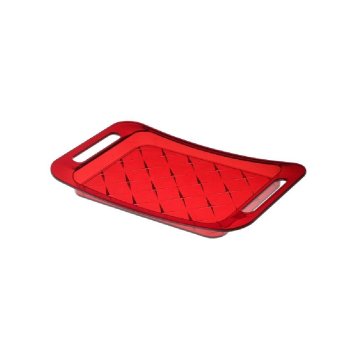 27-161025-001 Πλαστικός δίσκος σερβιρίσματος με μοτίβο σε κόκκινο χρώμα -45cm x 28.5cm x 4.7cm-