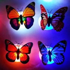 05607 Διακοσμητικό Μπαταρίας Πεταλούδα με LED που όταν Άναβει Βγάζει Διάφορα Χρώματα στα Φτερά της