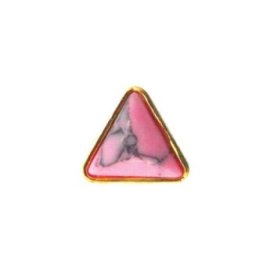 40502057-D04 ΠΑΚΕΤΟ ΜΕ 6 ΤΜΧ. Μεταλλικό διακοσμητικό νυχιών τριγωνικό ροζ με πέτρα