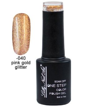 40504002-040 ΠΑΚΕΤΟ ΜΕ 2 ΤΜΧ. Ημιμόνιμο μανό one step 5ml - Pink gold glitter