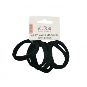 1265-04 KIKA BEAUTY ACCESSORY ΛΑΣΤΙΧΑΚΙΑ ΜΑΛΛΙΩΝ ΜΑΥΡΑ 6ΤΜΧ