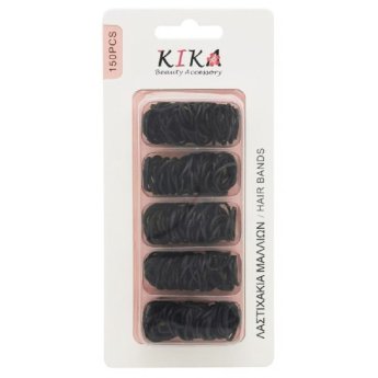 1265-03 KIKA BEAUTY ACCESSORY ΛΑΣΤΙΧΑΚΙΑ ΜΑΛΛΙΩΝ ΜΑΥΡΑ 150ΤΜΧ