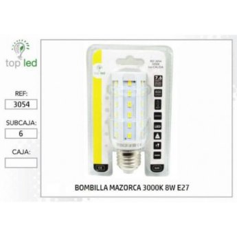 3054 BOMBILLA MAZORCA LED  3000K 8W E27