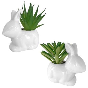 22-3080 ΠΑΚΕΤΟ ΜΕ 12 ΤΜΧ. Γλαστράκι Λαγός Πήλινο με Άνθος 8x8cm