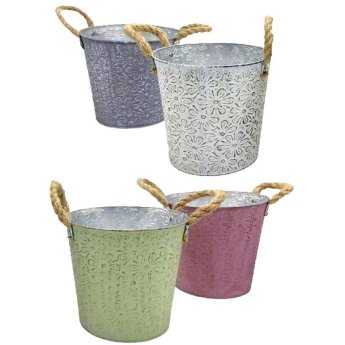 22-3068 Γλαστράκι-Κασπώ Μεταλλικό Σχέδιο Μαργαρίτες Φ18x17cm