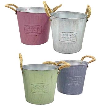 22-3069 Γλαστράκι-Κασπώ Μεταλλικό Gardening Φ16x14cm