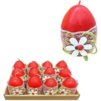 73-2141 ΠΑΚΕΤΟ ΜΕ 12 ΤΜΧ. Κερί Αυγό με Πασχαλίτσα 8cm