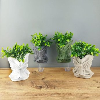 22-3030 Διακοσμητική Γλάστρα Πεταλούδα με Άνθος 18x12cm