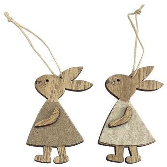 73-2035 ΠΑΚΕΤΟ ΜΕ 20 ΤΜΧ. Στολίδι Κρεμαστό Λαγός με Φόρεμα 9cm