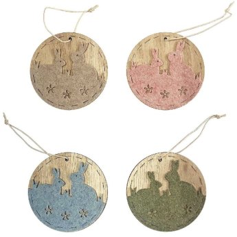 73-2038 ΠΑΚΕΤΟ ΜΕ 20 ΤΜΧ. Στολίδι Κρεμαστό Στρογγυλό Παράσταση Λαγών Φ8cm