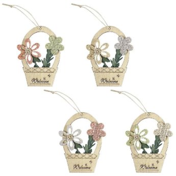 73-2041 ΠΑΚΕΤΟ ΜΕ 20 ΤΜΧ. Στολίδι Κρεμαστό Γλαστράκι-Λουλούδια 10x7cm