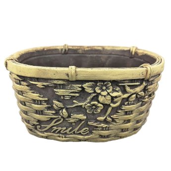 73-1989 ΠΑΚΕΤΟ ΜΕ 6  ΤΜΧ. Καλάθι Κεραμική Πλέξη με Άνθη 15x9x8cm