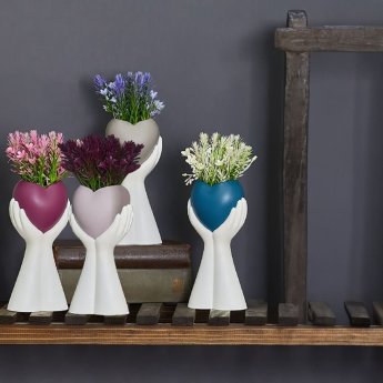 22-2987 Διακοσμητική Γλάστρα σε Παλάμη με Άνθη 25x10cm