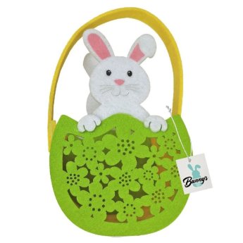 73-1978 ΠΑΚΕΤΟ ΜΕ 6  ΤΜΧ. Καλάθι Τσόχινο Λαγός σε Αυγό 19x10x8cm