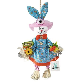 73-1582 Λαγός Αχυρένιος Κούνια 70cm -κούκλα 50cm-