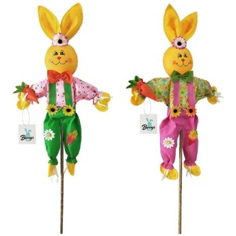 73-1585 Λαγός με Καρότο σε Καλάμι 86cm -κούκλα 62cm-