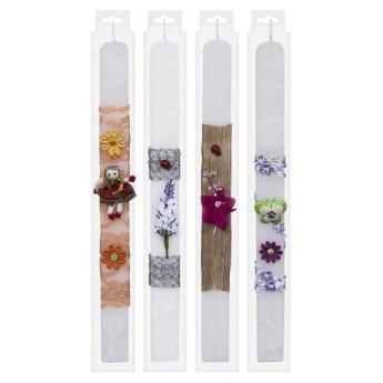 73-1484 Λαμπάδα Πλακέ με Στολίδια Ανάγλυφη 35cm