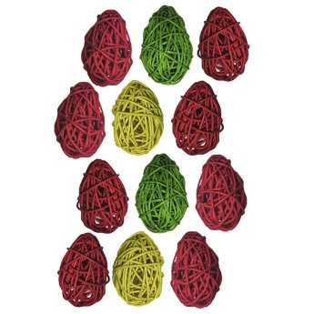 73-1281 ΠΑΚΕΤΟ ΜΕ 12  ΤΜΧ. Αυγα Ξύλινα Πλεχτά 7x5cm