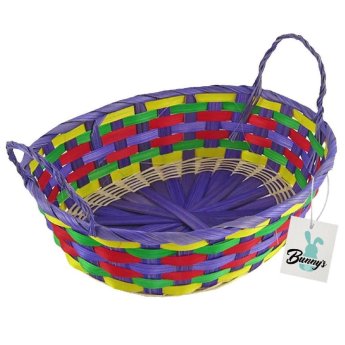 73-1242 Καλάθι Μπαμπού Πολύχρωμο Οβάλ 30x22x8cm