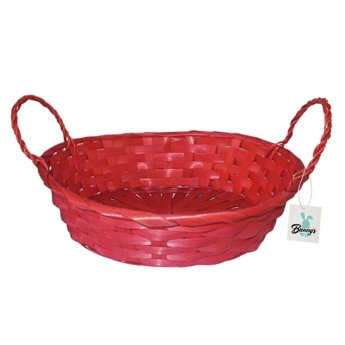 73-1244 Καλάθι Μπαμπού Κόκκινο Οβάλ 28x21x8.5cm