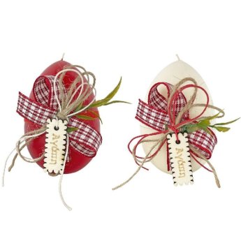 73-1200 Κερί Αυγό Ξύλινο Διακοσμητικό Αγάπη 11cm