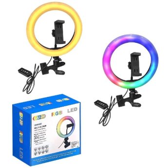 89-33 Φωτιστικό Δαχτυλίδι με usb led Λευκό και Πολύχρωμο φως -20cm