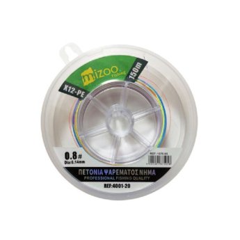 1375-05 MIZOO FISHING ΝΗΜΑ ΨΑΡΕΜΑΤΟΣ ΠΟΛΥΧΡΩΜΟ X12-PE 150M 0.8- O.14MM