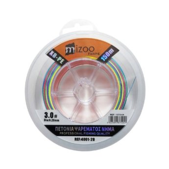 1375-04 MIZOO FISHING ΝΗΜΑ ΨΑΡΕΜΑΤΟΣ ΠΟΛΥΧΡΩΜΟ X8-PE 150M 3.0- O.28MM