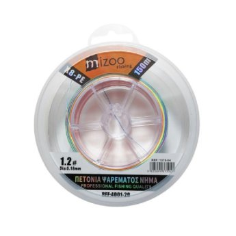 1375-04 MIZOO FISHING ΝΗΜΑ ΨΑΡΕΜΑΤΟΣ ΠΟΛΥΧΡΩΜΟ X8-PE 150M 1.2- O.18MM