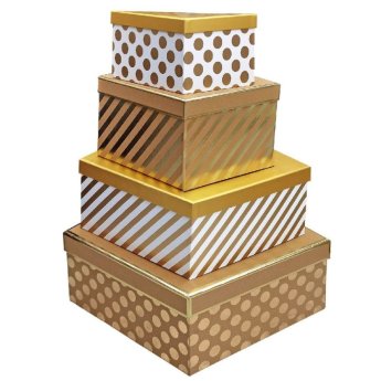 93-3973 Κουτιά Χάρτινα Χρυσά Σετ-4 τεμ 24x19x14cm  28x24x15cm  34x31x16cm  38x35x18cm