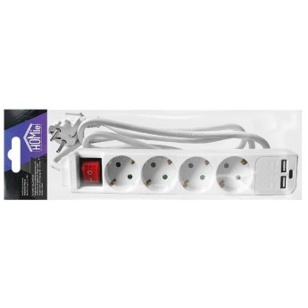 12-2078 Πολύπριζο 4θέσεων KAI 2usb KAI 1type C με Κουμπί 1.5m -3x1.5mm2-