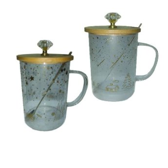 00001921 ΠΑΚΕΤΟ ΜΕ 2 ΤΜΧ. Χριστουγεννιάτικη κούπα με καπάκι κ κουταλάκι 450ml