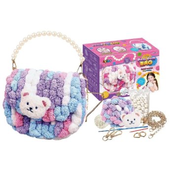 77-1315 Τσάντα Μάλλινη pom pom 23x18x10cm