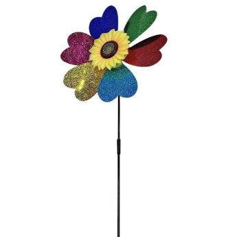 71-3550 Ανεμόμυλος Πολύχρωμος με Φυτό Κίτρινο o31x50cm