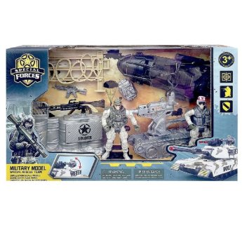 71-3537 Στρατιωτικό Ερπυστριοφόρο ΚΑΙ Σκάφος σε Κουτί 34x21x8cm