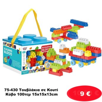 75-430 Τουβλάκια σε Κουτί Κύβο 100τεμ 15x15x13cm