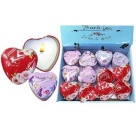 37-488 ΠΑΚΕΤΟ ΜΕ 12 ΤΜΧ. Κερί Αρωματικό σε Μεταλλικό Κουτί Καρδιά 7.5x7.5x4cm