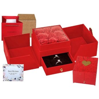 22-3098 Τριαντάφυλλα σε Κουτί Ανοιγόμενο με Συρτάρι 11.5x11.5x9cm