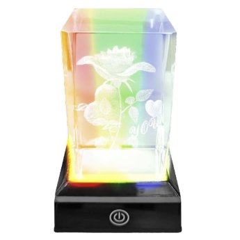 22-3095 Κρύσταλλος Τριαντάφυλλο Love σε Βάση RGB 10.5x6.5x6.5cm