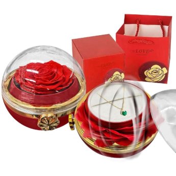 22-3096 Παντοτινό Τριαντάφυλλο σε Κόκκινο Κουτί Περιστρεφόμενο o11cm
