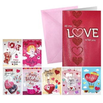 3-2627 ΠΑΚΕΤΟ ΜΕ 12 ΤΜΧ. Κάρτα Ευχετήρια Αγίου Βαλεντίνου 3D Κάρτα- 26x19cm