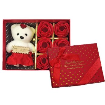 22-3053 Κουτί με 6 Τριαντάφυλλα  -  Αρκουδάκι 15x11.5x4.5cm