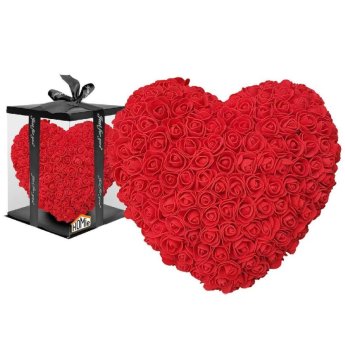 22-2963 Καρδιά από Τεχνητά Τριαντάφυλλα σε Κουτί Καρδιά - 30cm