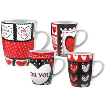 80-150 ΠΑΚΕΤΟ ΜΕ 12 ΤΜΧ. Κούπα για Καφέ Καρδιές 10.5x8.1cm 330mL