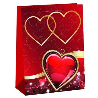 22-115 ΠΑΚΕΤΟ ΜΕ 12 ΤΜΧ. Τσάντα Δώρου Χάρτινη Καρδιές -45cm- 45x33x10cm