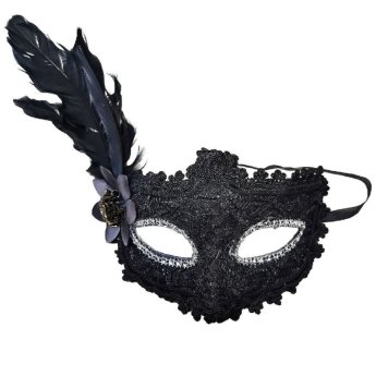 3-2674 Μάσκα Κοκκάλινη με Φτερό  -  Δαντέλα 19χ22cm