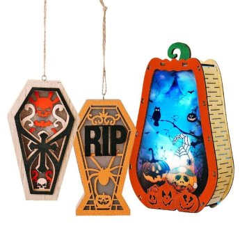 3-2632 Halloween Διακοσμητικό Ξύλινο με φως 15x9x4cm
