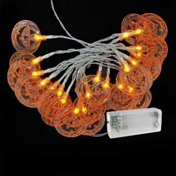 93-3868 20 Λαμπάκια LED Μπαταρίας Κολοκύθες Λευκό Θερμό με Controller IP20 2.3m