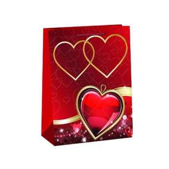 22-117 ΠΑΚΕΤΟ ΜΕ 12 ΤΜΧ. Τσάντα Δώρου Χάρτινη Καρδιές -23cm- 23x17x8cm