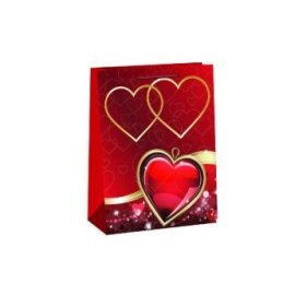 22-118 ΠΑΚΕΤΟ ΜΕ 12 ΤΜΧ. Τσάντα Δώρου Χάρτινη Καρδιές -14cm- 14x11x6cm